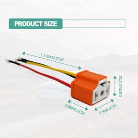 2Pcs Ceramic H4 9003 HB2 Headlamp Connector, H4 Head Light Relay Harness Kit, Compatible with Car Truck Boat Marine Head Light Fog Light, Fix Un-Standard H4 Plug Pins, Orange