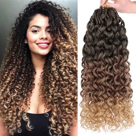 Mscat Gogo Curl Crochet Hair 18 Inch 8 Packs Black Ocean Wave Crochet Hair Pre Looped Deep Twist Goddess Box Braids Short Curly Water Wave Synthetic Braiding Hair for Women Girl Kids(8 Packs, 1B3027#)