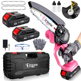 Mini Chainsaw Cordless 6-INCH, Portable Electric Power Pruning Saw, Rechargeable Battery Powered Handheld Chain Saw for Tree Branches, Courtyard, Household and Garden, 2PCS 21V 1500mAh Batteries