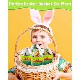 Greingways 4 Pack Dinosaur Pull Back Cars Prefilled Plastic Easter Eggs with Toys Inside Filled, Toddler Easter Basket Stuffers Egg Fillers Montessori Toys Easter Gifts for Kids Boys Girls