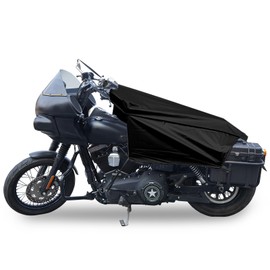 RiderVibe Motorcycle Seat Cover Sun Protection Cover Lightweight Half Covers Outdoor Sun Dust Covers UV Protection for Most Motorcycles Full Dress Touring Cruiser - Black L