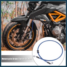 TUCKBOLD Universal 90cm 35.43" Motorcycle Brake Clutch Oil Hose Line Pipe Hydraulic Reinforced Stainless Steel Braided Blue Automotive Parts