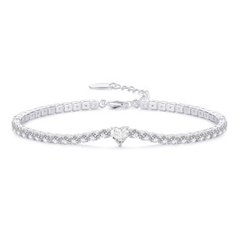 Philip Jones Heart Solitaire Tennis Bracelet Created with Zircondia® Crystals