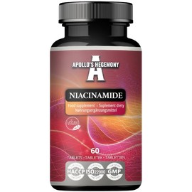 Niacinamide 500 mg per Tablet - 60 Vegan Tablets - 2 Month Supply - Supports Energy and Nerve Function - Vitamin B3 Diet Supplement - by Apollo's Hegemony