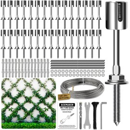 Acemaker Wire Trellis for Climbing Plants Outdoor, 30-Set Wall Wire Trellis Kit with 1/8in x 150ft Stainless Steel Cable, T316 Espalier System for Fence and Garden DIY Projects