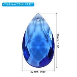 PATIKIL K9 Crystal Pendants Teardrop Beads, 10 Pack 38mm Chandelier Prisms Parts Hanging Beads DIY Lamp for Arts Crafts Decoration, Blue