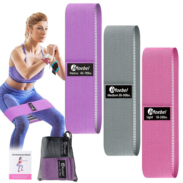 iMoebel Resistance Booty Bands, Set of 3 Fitness Bands, Resistance