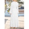 MITILLY Women's Elegant Floral Long Sleeve Round Neck Smocked A-Line