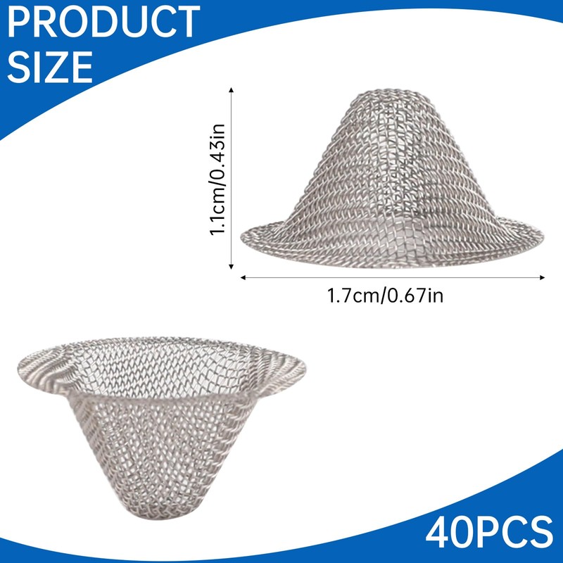 40 Pcs Stainless Steel Pipe Screens Filter,1/2 inch Pre-Cut Bowl