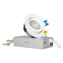 mw 3 Inch LED Gimbal Downlight Rotatable, LED Gimbal Recessed Lights with Junction Box,5 CCT(2700K-5000K) Selectable,CRI 90+,6W Eqv.35W, IC Rated, ETL, California JA8 Certified, Cutout Size: 3.94"