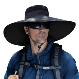 6" Wide Brim Sun Protection Hat Outdoor Unisex Bucket Hats for Hiking Beach Fishing Safari Garden Lawn Yard Work Kayaking B4-Black