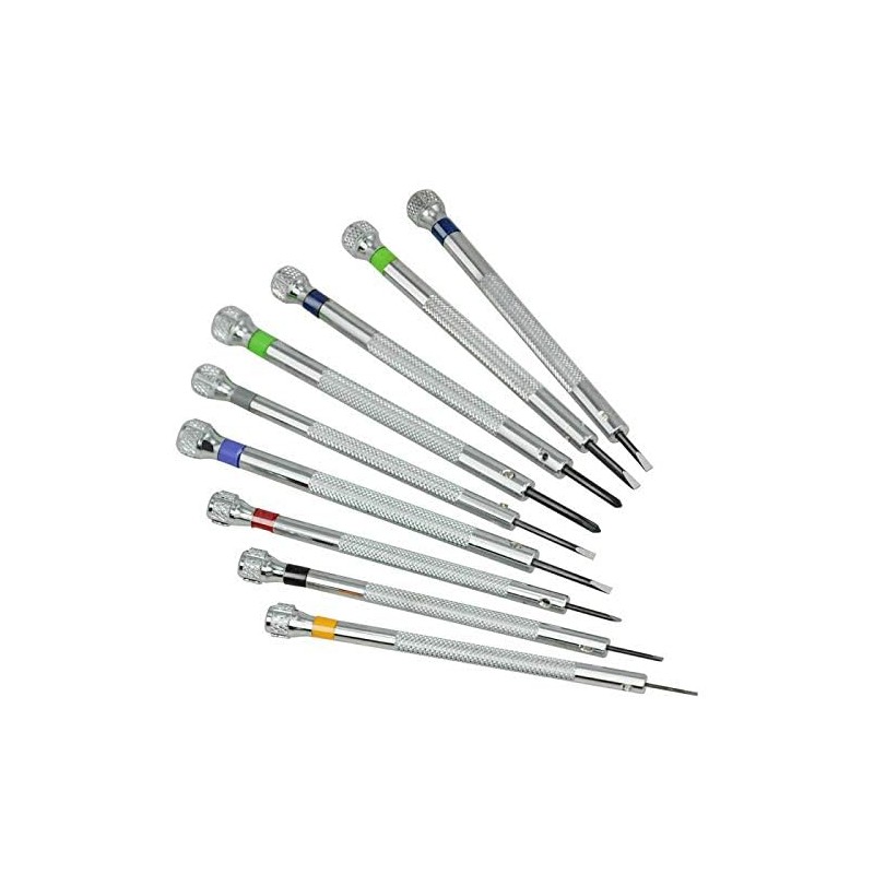 LLF New 9 pcs Precision Watch Flat Blade Slotted Screwdriver