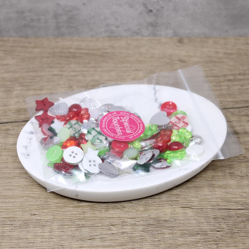 100pcs Christmas Acrylic Resin Flat Back Buttons for Card Making