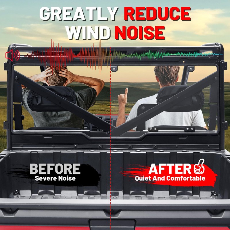 StarknightMT Ranger 1000 Rear Windshield, Clear Back Window Rear Window