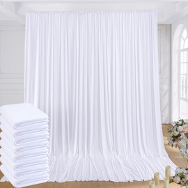 40ftx8ft White Wrinkle Free Backdrop Curtains for Parties, 8 Panels 5×8ft Silky Soft Polyester Wedding Drapes for Backdrop Decor Birthday Party Baby Shower Photo Photography Background Curtain