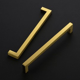 Ravinte 12 Pack 8 Inch Kitchen Square Cabinet Handles Cabinet Pulls Brushed Brass Drawer Pulls Kitchen Cabinet Hardware Kitchen Handles for Cabinets Cupboard Handles Drawer Handles