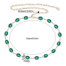 phnydreg Green Chain Belt Green Western Belt for Women Metal Cowgirl Waist Chain Belt for Dresses Jeans (Green)