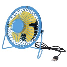 MIK funshopping USB Fan Mini Retro Summer Holidays 14.6 x 15 cm (Blue - Yellow)