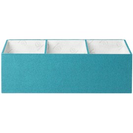 Exacompta Office By Me 68603E Desk Organiser with 4 Compartments Made of Recycled Cardboard with Textile Effect. Ideal for Storing Pens, Smartphone, Tablet and More. Duck Blue