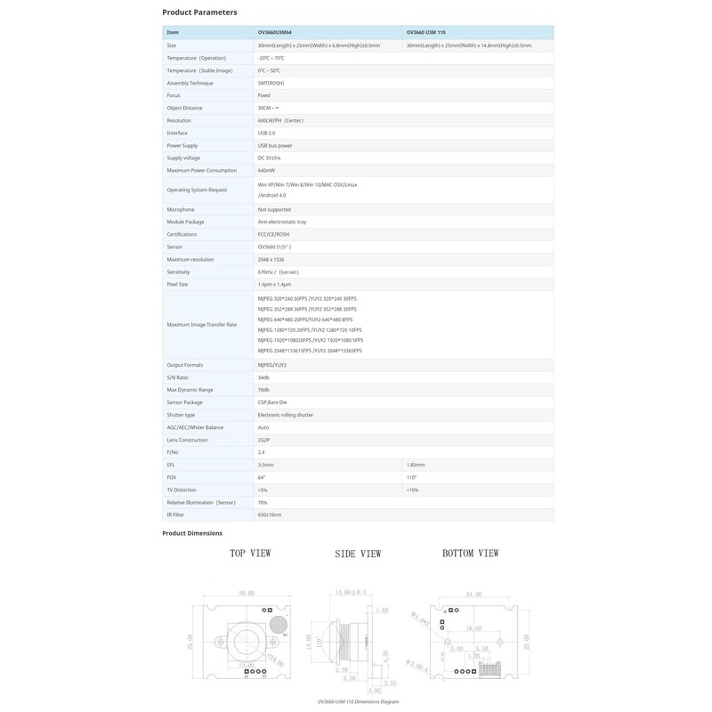 SEENGREAT OV3660 USB Camera Module 3MP HD Mini Camera OmniVision