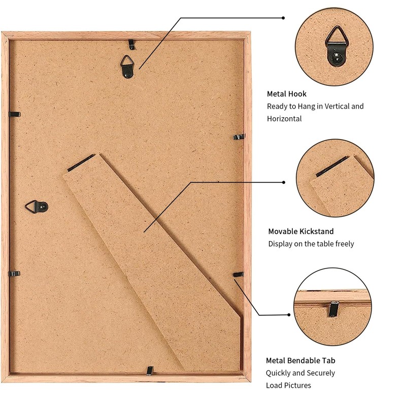 Weikani A4 OAK Wood Picture Frame,2 Pack-21X30cm Wood Photo Frame,Certificate