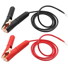HuaLiSiJi Battery Alligator Clips to O Ring Terminal Harness 12V 24V Car Battery Terminal Extender Cable 14AWG 30A with Pure Copper Alligator Clips, O Ring 0.25 inch / 6.3mm (2FT/0.6m)