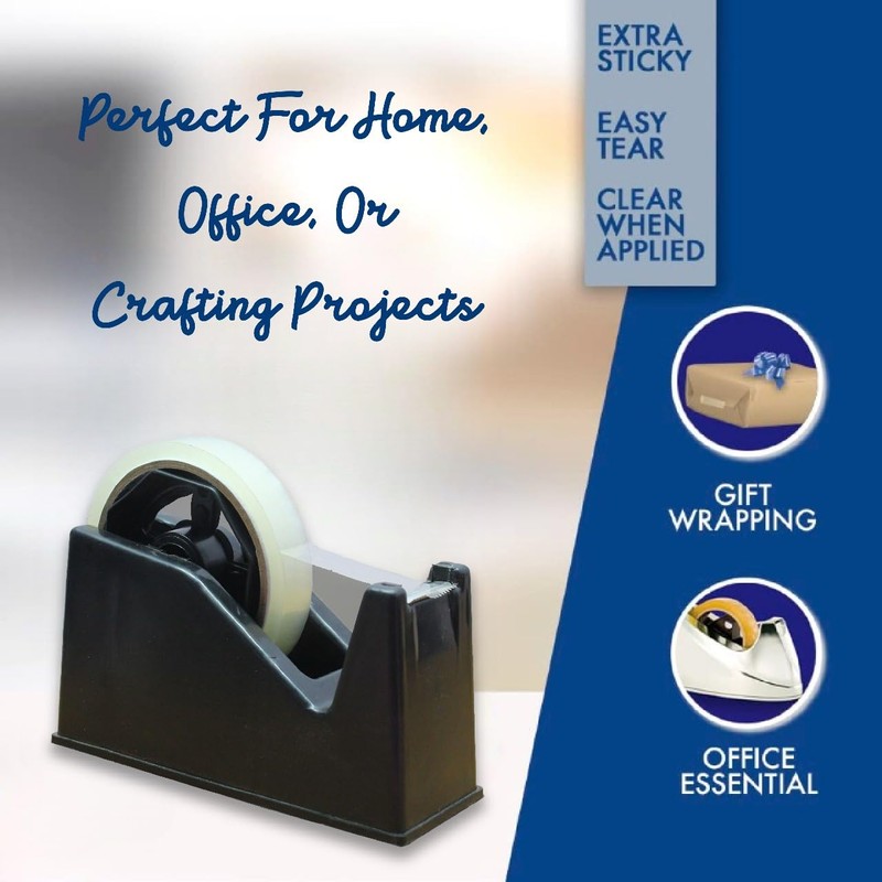 Heavy Duty Desktop Tape Dispenser Cellotape Dispencer Weighted Non-Skid Base,
