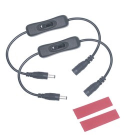 Litever Inline ON/OFF Switch for DC12V~DC24V LED Strip Lights, Under Cabinet Lighting; 5.5 x 2.1 mm DC Jack, Male to Female, Plug-in, 2 Pack [LL-ONOFF-2]