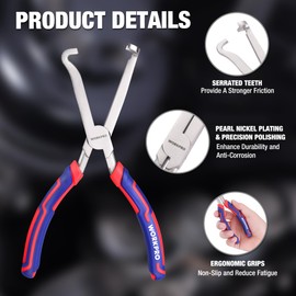 WORKPRO Electrical Disconnect Pliers, 8-inch Automotive Electrical Connector Pliers with Ergonomic Handle, Fixion Tools Pliers, Automotive Plug Removal Tool for Car Fuel Pump, Spark Plug