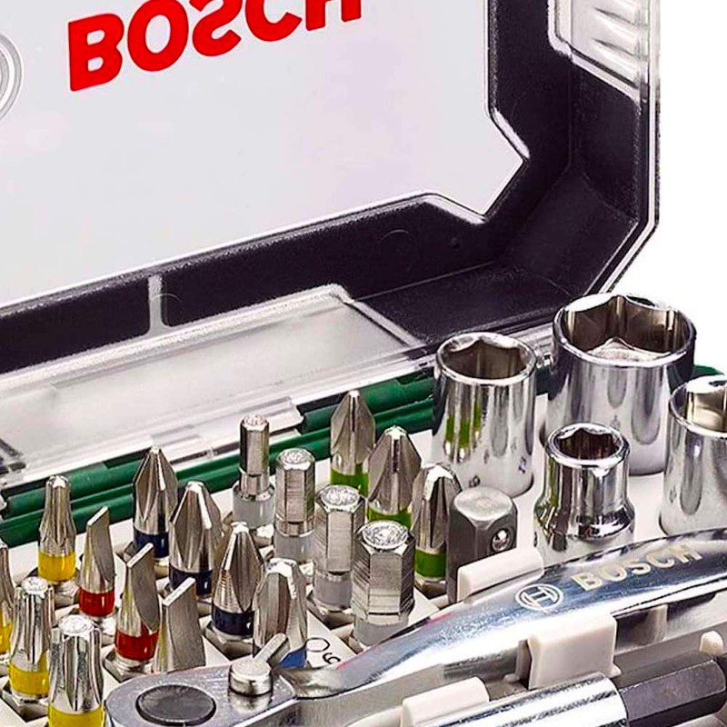 BOSCH 2607017392 Mini Ratchet Screwdriver Set, 27 Pieces, Extra Handle