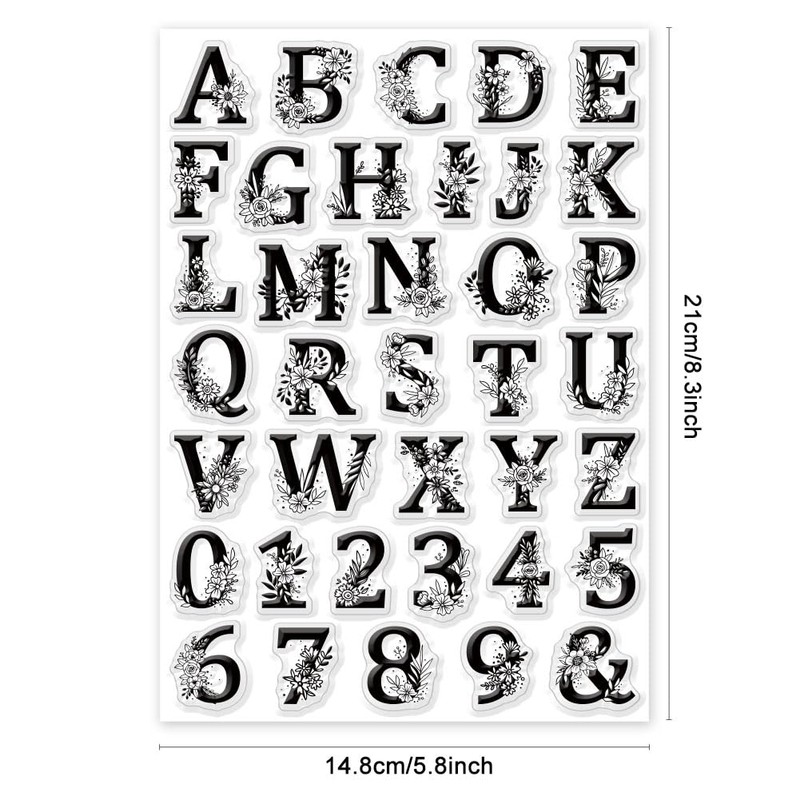 GLOBLELAND Letter and Number Clear Stamps for Card Making 8.3×5.8