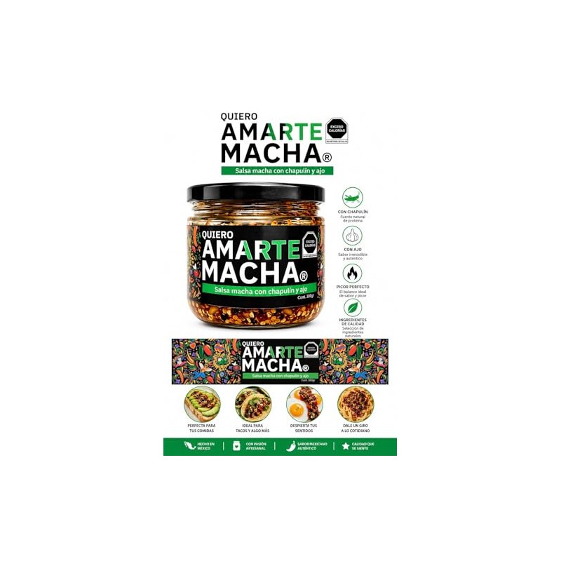 Quiero Amarte Macha, salsa macha con chapulín y ajo, 300g
