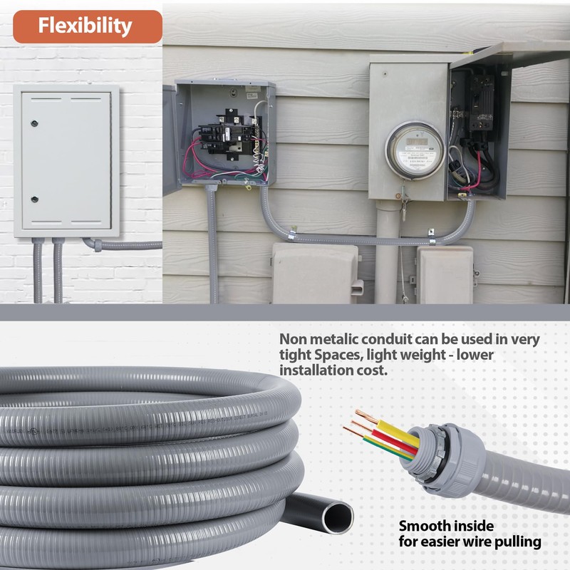 Neorexon Liquid-Tight Conduit 1-1/4 inch 25ft, Electrical Conduit w/UL Certification,