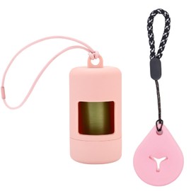 QMEAKMONY Dog Poop Bag Holder for Leashs Compact and Lightweight Dog Poop Bag Dispenser Dog Waste Bag Holder Easy Replacement and Cleaning with 1 Dispenser and 15 Bags (Pink)