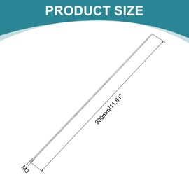 sourcing map 12pcs Fully Threaded Rod, M3 x 300mm 201 Stainless Steel Right Hand Threads Rods with Nuts and Flat Washer Fully Studding Rod Bar for Clamps, Hangers and U-Bolts