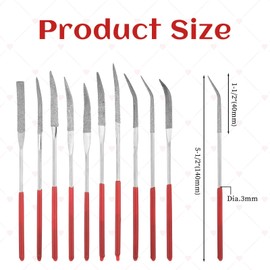 Set of 10 Diamond Needle Files Metal Mini Diamond Files Set Diamond Coated Tool Files Key Files with Rubber Handle for Woodworking Ceramic Terracotta Metal Tool