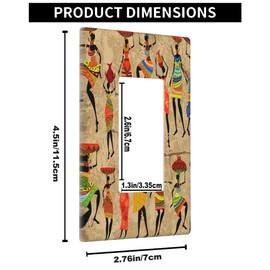 Pznen African Woman Single Rocker Wall Plate Vintage African Traditional Tribe Art 1-Gang Rocker Light Switch Plates Standard Receptacle Plug Cover for GFCI Outlet