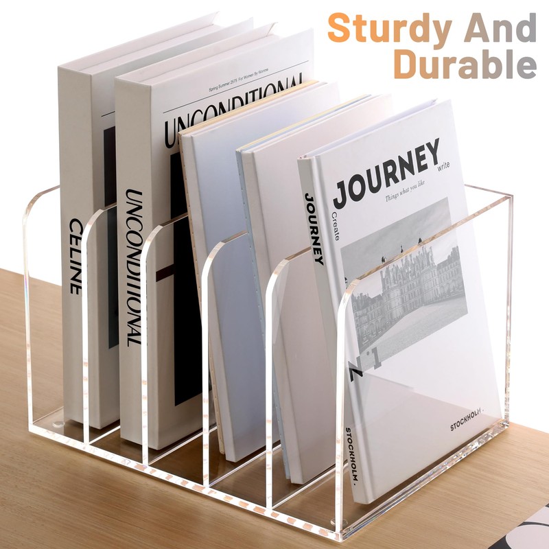 SANRUI Acrylic File Organizer, Clear Magazine File Holder Desk Organizer