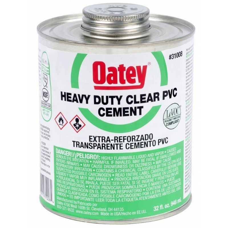 Oatey Heavy Duty Clear Cement For PVC 32 oz.