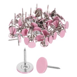 sourcing map 200Pcs Push Pins, 11mmx17mm Round Flat Head Decorative Thumb Tacks Upholstery Tacks for Cork Board Office Wall Hangings, Pink