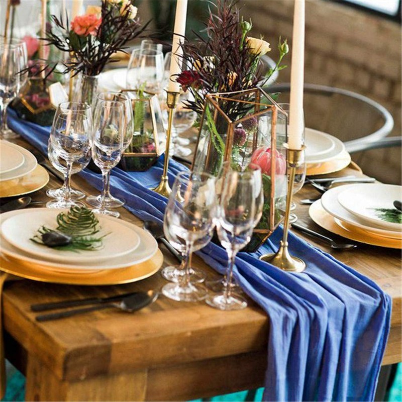 B-COOL Blue Table Runners Chiffon Table Runner 27x120 inch Wedding