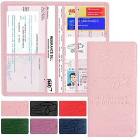 Premium Car Registration and Insurance Card Holder, Car Document Holder for Cards, Driver License & other Essential Documents (Pink) - Colour: black