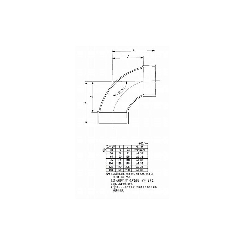 Toei Koki VU Fittings, Large Curved Elbow 50 VULL_50