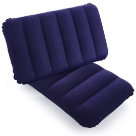 SUTAFOR 2 x Inflatable Camping Cushion Beach Cushion Travel Pillow Portable Flocking Air Cushion Seat Cushion for Outdoor Use Blue 43 x 27 cm