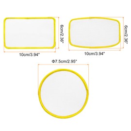 sourcing map 60pcs Sublimation Patch Blank, 3 Shape Fabric Iron-on Blank Heat Transfer Repair Patch for DIY Crafts Caps Clothes, White with Yellow Border
