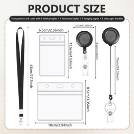 5 Set Ausweishülle Mit Band Set Schlüsselband Ausziehbar Und Durchsichtigen Wasserdichten Ausweishülle Horizontal/Vertikal Badge Holder Karten Für Studenten Mitabeiter Arzt