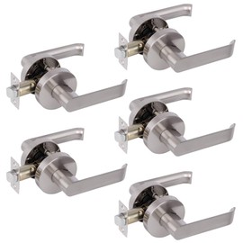 Probrico Heavy Duty Passage Door Levers Satin Nickel Door Locksets for Left/Right Handing Hall and Closet Handles, 5 Pack