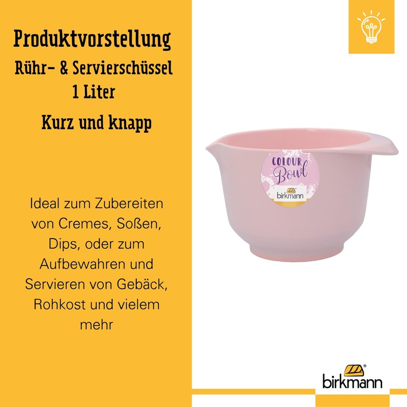 Birkmann Colour Bowls, Mixing and Serving Bowl, Small, 0.5 Litres,