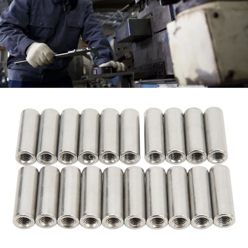 20Pcs M6 Female Thread Coupling Nut Practical Rustproof Stainless Steel
