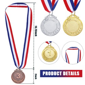 HMDZMR Metal Winner Award Medals 3 Pack Gold Sliver Copper Winner Medals with Neck Ribbon 1st 2nd 3rd Prize Medals for Competitions Party Decorations and Awards